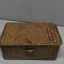 Sumnacon Small Wicker Basket with Lid Rectangle Woven Baskets for Toiletries Tampon Storage, Wicker Storage Basket with Lid, Decorative Seagrass Storage Baskets for Shelf Bathroom Toilet Table, Coffee