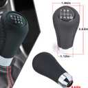 VBT Universal 5-Speed Leather Shift Knob with Boot Cover in Black - Fits Most Manual Transmission Cars (3.63" L x 1.86" W x 1.12" H)