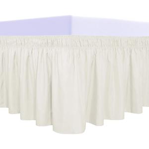 PureFit Wrap Around Ruffled Bed Skirt with Adjustable Elastic Belt - 14 Inch Drop Easy to Put On, Wrinkle Free Bedskirt Dust Ruffles, Bed Frame Cover for Queen, King and C-King Size Beds, Ivory