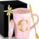 Personalized Ceramic Coffee Mug with Lid Tea Cup Girlfriend Gf Gifts Future Mrs Her Women Boyfriend 1 One Year Anniversary Meaningful Cute Romantic Christmas Xmas First Valentines I Love You More,C