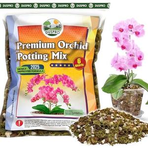 [Upgraded] DUSPRO Orchid Potting Mix for Repotting with Forest Moss, Pine Bark, Perlite & Pumice Natural Ingredients, Orchid Bark Potting Mix, Orchid Repotting Kit Drainage Indoor Potting Medium 6QT