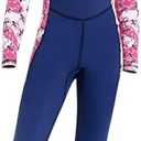 DIVE & SAIL Kids One Piece Long Sleeve Swimsuit Sun Protection Sunsuit Rash Guard, Size L