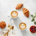 Pyrilo 14oz Embossed Ceramic Coffee Cups - Set of 4, Lead-Free Microwave & Dishwasher Safe Coffee Mugs for Home Office Café Tea Cocoa