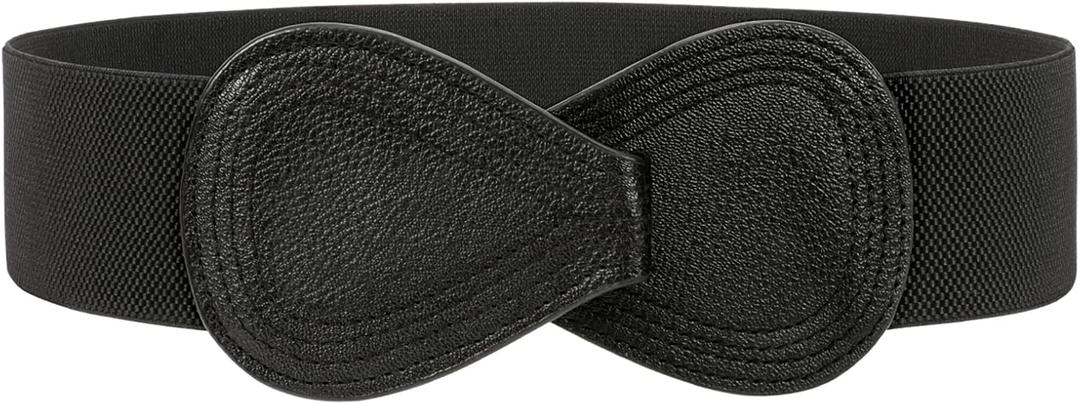 JASGOOD Women Stretchy Belts for Dress Vintage Wide Elastic Waist Belts (Suit for waist size 25"-29")