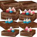 Barydat 8 Pcs Large 13.7" Wood Risers Display Stands Rustic Square Cupcake Stand Food Risers Stackable Display Box for Buffet Table Dessert Food Birthday Wedding Party(Black Brown)