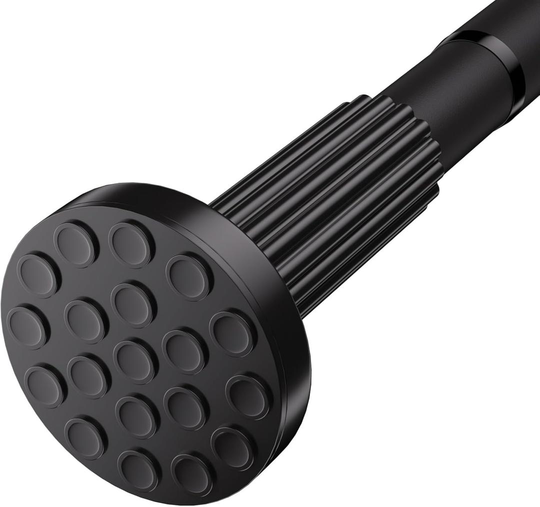 Extra Long Tension Curtain Rod 51-148 In(4.25-12.33 ft), No-Drill Black Shower Curtain Rod, Heavy-Duty Adjustable Spring Rod for Bathroom, Window & Outdoor Patio, Rustproof & Easy Installation