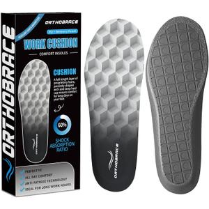 Work Cushion Insoles, Anti-Fatigue Inserts for All-Day Comfort and Shock Absorption, Men Women Work Boot Insoles, Memory Foam Perfect Fit, Ideal for Long Work Hours-B
