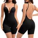 Slimers Backless Shapewear Tummy Control: Low Back Plunge Shapewear Bodysuit - Slimming Built-In Bra Full Body shaper Woman Medium
