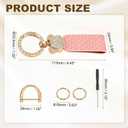 HARFINGTON Car Key Chain Ring Clip 4.45 Inch Leather Key Fob Wristlet Keychain with Anti-Lost D Ring & Keyrings Fit Women Men for Home Car, Pink Gold