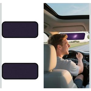 XCBYT Square Car Window Shades for Windshield & Side Windows, 2-Pack Static Cling Glare Blocker, Removable Tint, Long Size for Wider Coverage, Semi-Transparent with Strong Hold (15.75" x 7.09")