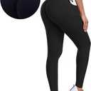 V Back Scrunch Butt Leggings for Women with Pocket Butt Lifting Leggings Tummy Control Booty Lifting Leggings (X-Large, Black)