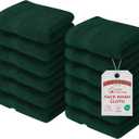 RIVERSIDE 12 Pack Premium 100% Cotton Face Wash Cloths, 12 x 12 Inches, Soft & Absorbent Face Towels for Bathroom Wash Clothes, 550 GSM, Luxury WashCloths for Showering, Body, Spa & Gym, Hunter Green