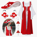 Zoooyawn Renaissance Mushroom Medieval Costume with Hat Sunglasses Dangle Earrings Women Victorian Fairy Dress Cosplay L-XL