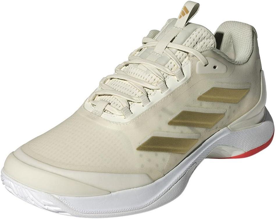 Adidas Women's Avacourt 2 Tennis Sneaker (8, Off White/Gold Metallic/White)