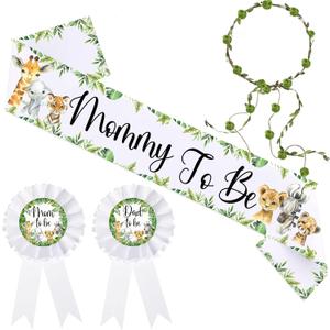 Safari Mom to Be Sash for Baby Shower Decorations Jungle Animals Baby Shower Sash for Gender Reveal Party