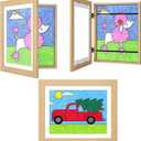 3-Pack Kids Art Frames Natural Woodgrain, 10x12.5 Child Artwork Frame Without Mat Changeable Front Opening, 8.5x11 Frame With Mat, Children Storage Frame Holds Crafts, Drawing, Art Project, Schoolwork