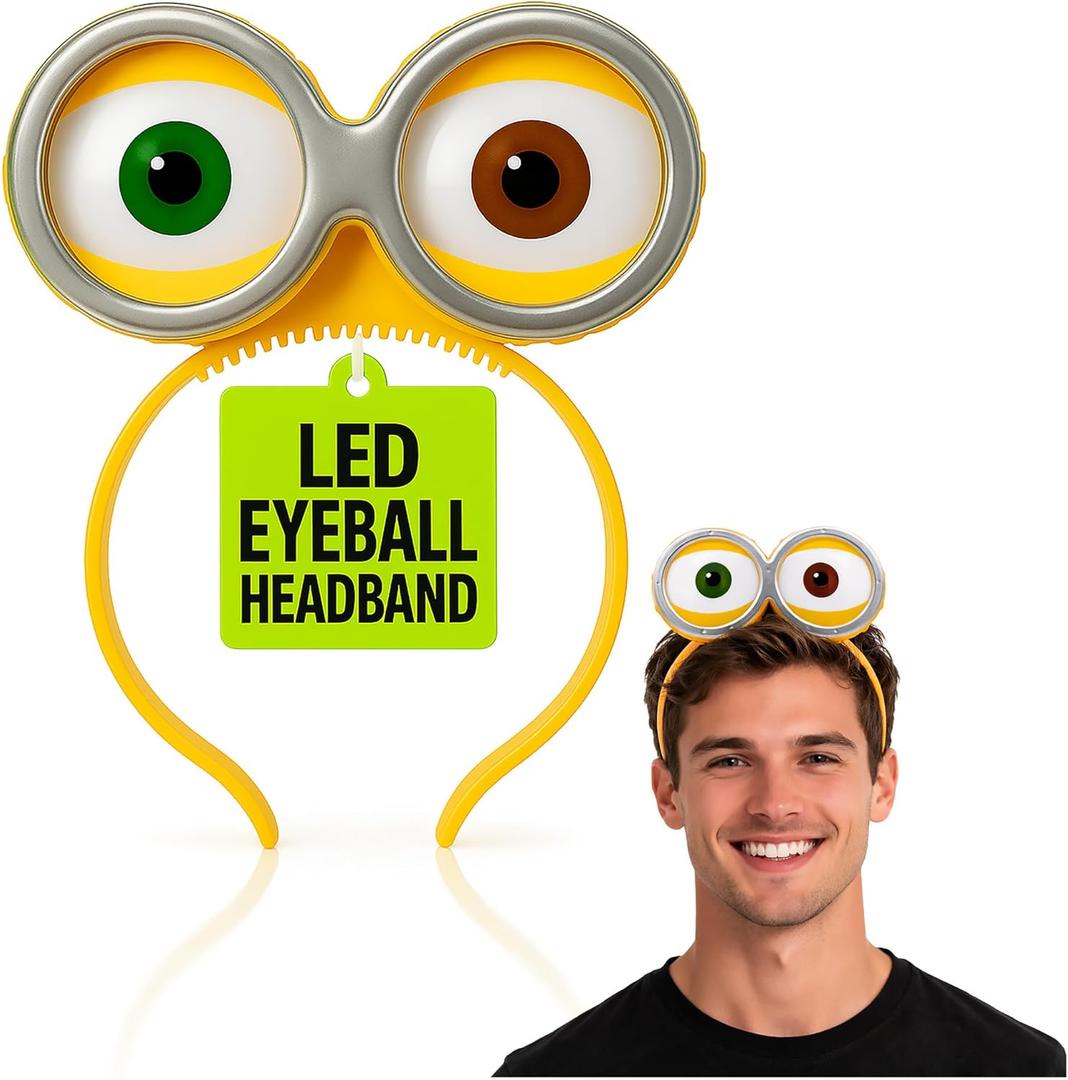 Nicky Bigs Novelties LightUp Funny Headband With Googly Eye Glasses  Alien Goggles, Silly Hats for Adults, Led Eyes Alien Headband for Adults  Funny Headbands For Women