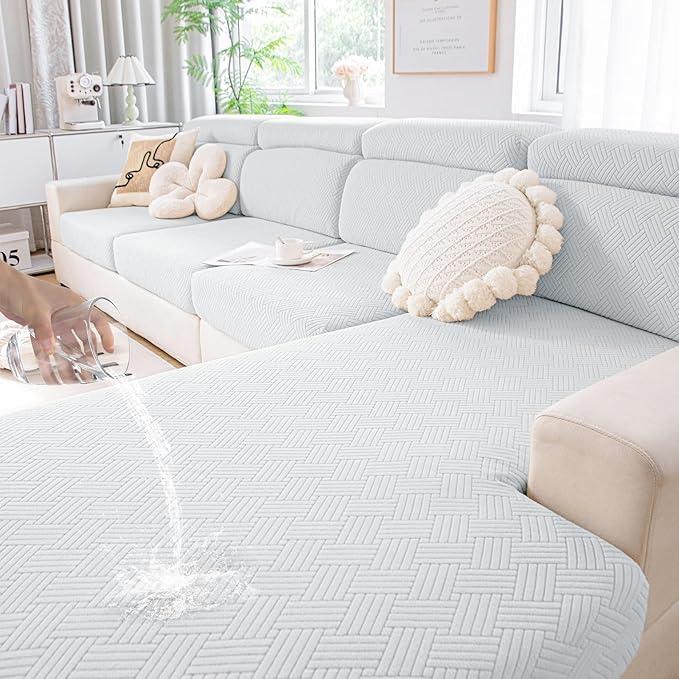 Waterproof Couch Cushion Covers, Stretch Magic Sofa Seat Slipcover, Waterproof Sectional Couch/Sofa Cushion Covers for Pets Washable (3PC, Grey)