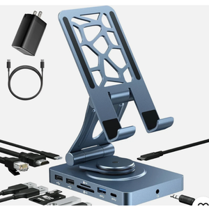 iPad Docking Station Stand, 11-in-1 Adapter with 4K@120Hz HDMI, 10Gbps USB Ports