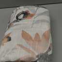 MYSKY HOME Curtains 90 Inch Length Orange Curtains for Living Room Flower Printed Light Filtering Privacy Protect Drapes Set Natural Linen Look Window Treatment Grommet 2 Panels,Coral and Natural