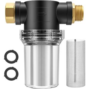 Twinkle Star Hose Filter Attachment Line Water Hose Filter with 100 Mesh and 40 Mesh Screen, 2Pcs O-Ring, Garden Hose Filter Pressure Washer Inlet for RV Camping Car Wash Water Hose