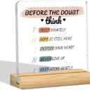 Think Themed Acrylic Plaque Inspirational Desk Decor, Motivational Encouragement Gift for Self Reminder, Uplifting Office Decor Sign for Students Coworkers Friends, Birthday Graduation Confidence Booster