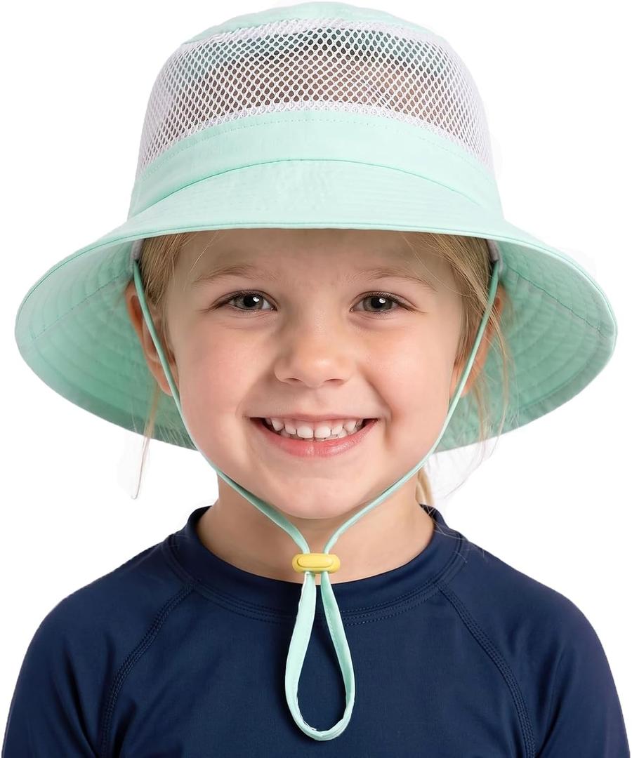 Kids Sun Hat UPF 50+ Summer Bucket Hat Lightweight Outdoor Beach Hat Adjustable for Boys Girls (Blue)