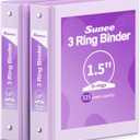 SUNEE 3 Ring Binder 1.5 Inch 2 Pack, Clear View Binder Three Ring PVC-Free (Fit 8.5x11 Inches) for School or Office Supplies, Purple