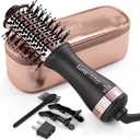 Automatic Dual Voltage Hair Dryer Brush with European Plug,Mini Travel Blow Dryer Brush for Women,Portable Light Weight One Step Hair Dryer and Styler for Kids