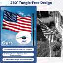 Anovo Flag Pole for Outside House - Stainless Steel 5 FT Flag Poles Kit with1 Inch Metal 360 Rotating Rustproof Flag Pole Rings for Outside House Porch 3x5 Flag Without Holder (5 FT-Black)