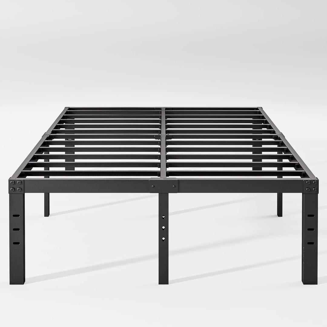 18 Inch High Queen Bed Frame No Box Spring Needed, Heavy Duty Metal Platform Bed Frame Queen Size for Heavy People, Easy Assembly, Noise Free, Black
