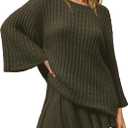 Yanekop Womens 2 Piece Sweater Skirt Set Loose Matching Lounge Sets Comfy Pajamas Set Long Sleeve Top and Skirt Sets (Green, XS)