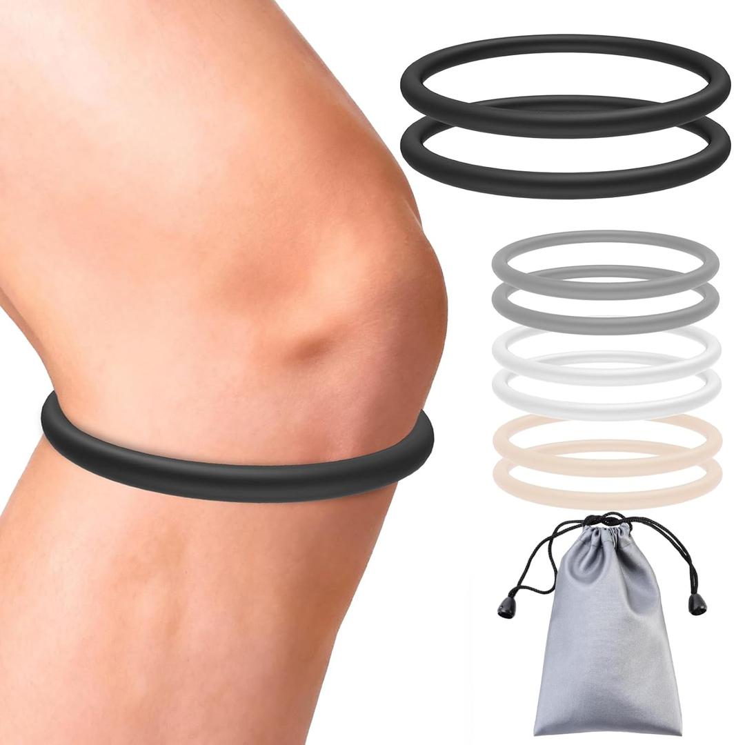 2PCS Patella Band for Knee Pain Relief, Silicone Patellar Tendon Support Strap Brace for Basketball, Running, Jumpers Knee, Tennis, Tendonitis, Soccer and Hiking, Women and Men, Includes Storage Bag (Black)
