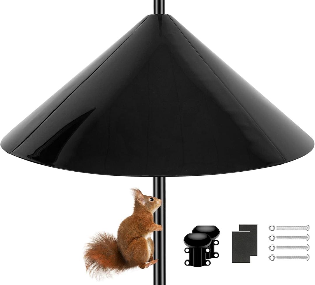 Squirrel Baffle,19-Inch Squirrel Baffle for Bird Feeder Pole,Squirrel-Proofs for Outdoor Shepherd's HooksOutside Pole Mount Squirrels Guard (Black)