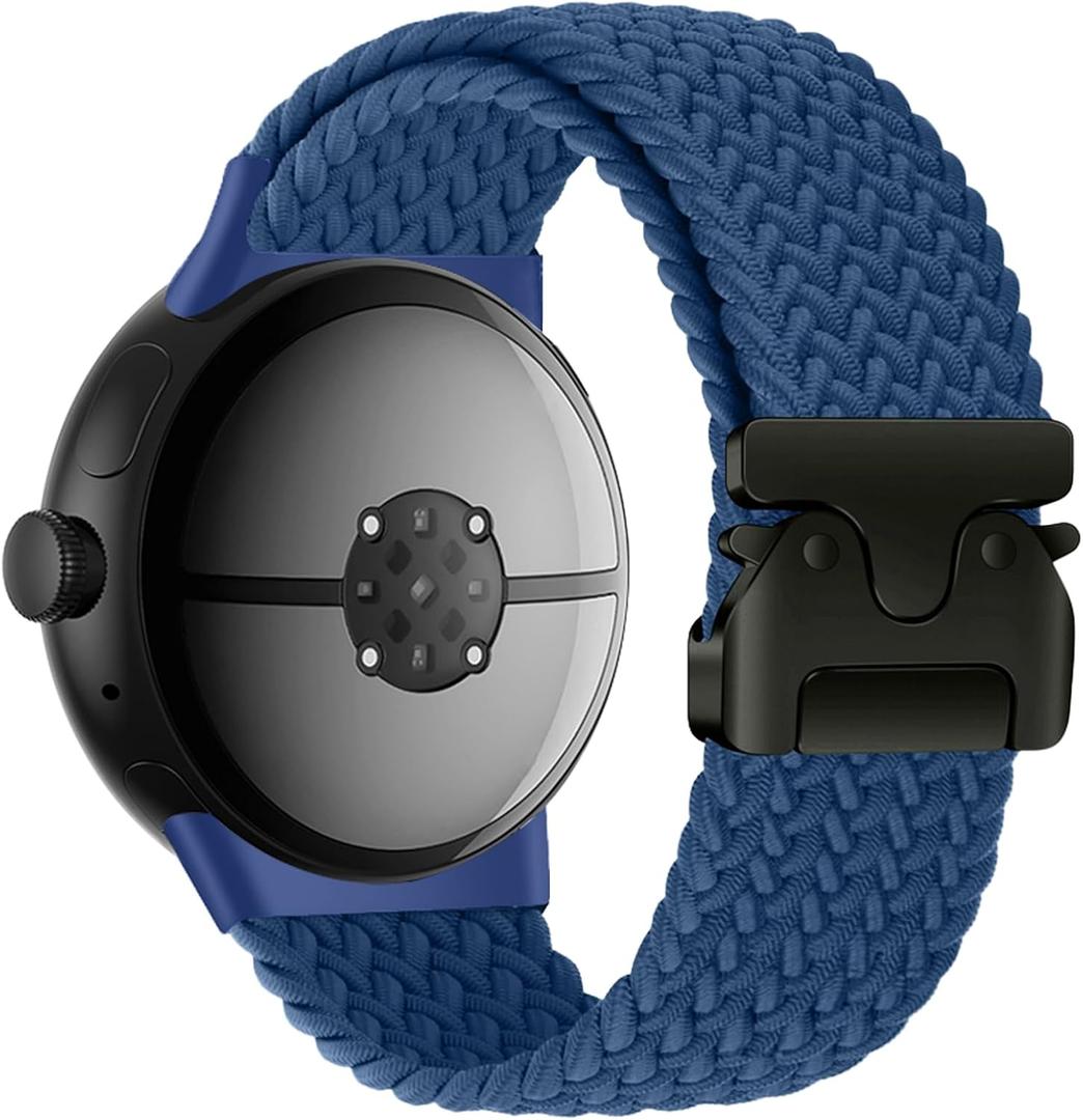 Yeahxing Band for Pixel Watch 4/3 45mm - Stretchy Nylon Braided Band for Google Pixel Watch 4 2025, Fit 6.8-10.2 inch Adjustable Wristband with Parachute Buckle for Men Women