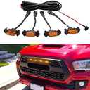 Seven Sparta 4 PCS Grill Led Lights with Fuse Adaptor Compatible with 2016-2023 Toyota Tacoma TRD PRO OEM Front Grille, Not Compatible with Tacoma Off Road & Sport (Amber Light with Amber Shell)