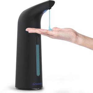 Convenient Automatic Soap Dispenser,4 Adjustable Levels Touchless Hand Sanitizer Pump with Infrared Sensor, 400 ml Countertop Electric Soap Dispenser for Bathroom,Kitchen (Black)