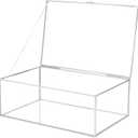 10.8 Glass Jewelry Box Card Box with Hinged Lid, Stainless Steel Keepsake Box for Storage Wedding Card, Trinkets, Photo and More, Cute Glass Box for Women and Girl,Vintage-15612ABXG (Large, Stainless Steel/ Transparent)