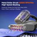 uwant 18Kpa Mattress Vacuum Cleaner 60000RPM Tap Bed Vacuum Set of 1 | 253.7Uv-C Light and Ultrasonic Bed Vacuum, 149℉ Hot Air, HEPA Filter, Metal Roller Mattress Vacuum for Sofa, Couch