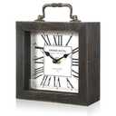 BITALYE Retro Desk Clock, Vintage Table Mantel Clock, Wooden Table Clock for Living Room, Bedroom, Shelf Decoration, Farmhouse Decor (Black Color)