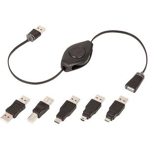 Emerge Tech ReTrak ETPRU6M Universal USB Extension Retractable Cord, Black, 6 feet Black