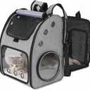 Expandable Cat Backpack Carrier, Airline Approved Pet Carrier for Cats & Small Dogs, Breathable Mesh, Bubble Window, Anti-Collapse, for Travel Hiking Camping, Hold Pets Up to 18 Lbs
