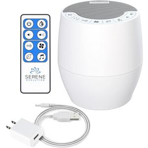 Serene Evolution White Noise Machine with 60 Soothing Sounds - Sound Machine for Adults and Baby - Noise Cancelling Sleep Music Device with Remote Control - Ideal for Office Privacy - Black