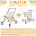 Wooden Baby Walker Doll Stroller, Baby Stroller for Dolls for Boys Girls, 11.5x18.2x19.7 inches