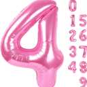 Pink 4 Balloon, 4th Birthday Decorations Girl, Number 4 Balloons for 4th 14 Boy, Happy 40th Birthday Party Decorations Women, Number Balloons 40 Inch for Graduations Anniversary