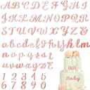 Jspupifip 64pcs Rose Gold Acrylic Cake Topper, Glitter Numbers & Alphabet Decor, Personalized Cake Picks for Anniversary, Baby Shower, Wedding Party Supplies