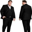 GATMSTZ 3 Piece Suit for Men Big and Tall Classic Fit Men Tuxedo Suit Set Jacket Vest Pants (Black, 58L)