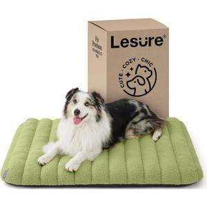 Lesure Cute Orthopedic Dog Bed Large Sized Dog, Waterproof Chic Flat Pet Beds with Removable Washable Cover, Fuzzy Thick Egg Crate Foam Pet Mat for Indoor Use (36" x 27", Green) 