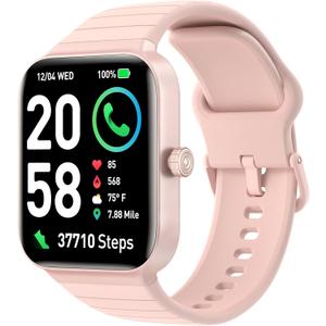 Fitpolo Smart Watch for Women,1.8 Touchscreen, Bluetooth Call, Alexa Built-in,24/7 Heart Rate, SpO2 Monitor, IP68 Waterpoof, Step Counting, Sleep Tracking, Fitness Tracker Watch for iPhone Android (Light Pink)