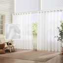 Elrene Home Fashions Carmen Sheer Extra-Wide Weatherproof Indoor/Outdoor Grommet Top Curtain Panel with Coordinating Tieback for Porch, Pergola, Patio, Deck, 114W x 108L, White